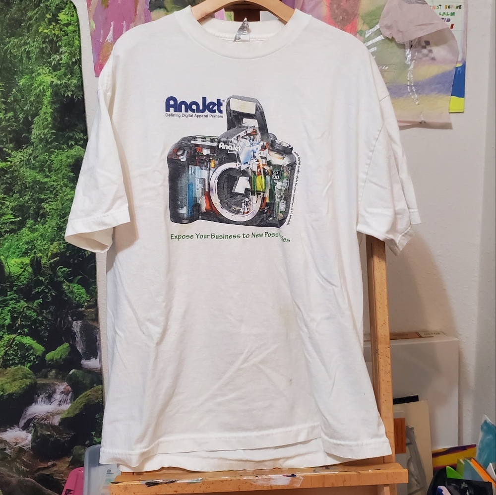 AnaJet Promotional Camera T Shirt Men's XL White